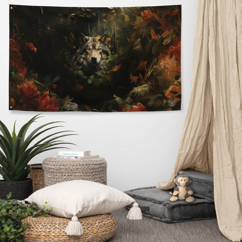 About my Brain Institute Wall Art Wolf Spirit Animal Flag Wall Art