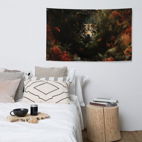 About my Brain Institute Wall Art Wolf Spirit Animal Flag Wall Art
