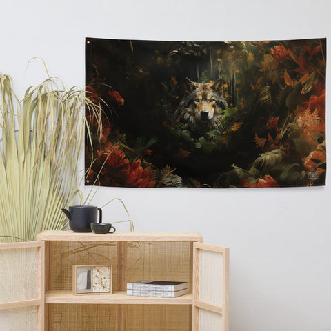 About my Brain Institute Wall Art Wolf Spirit Animal Flag Wall Art
