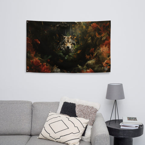 About my Brain Institute Wall Art Wolf Spirit Animal Flag Wall Art