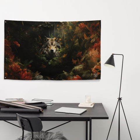 About my Brain Institute Wall Art Wolf Spirit Animal Flag Wall Art