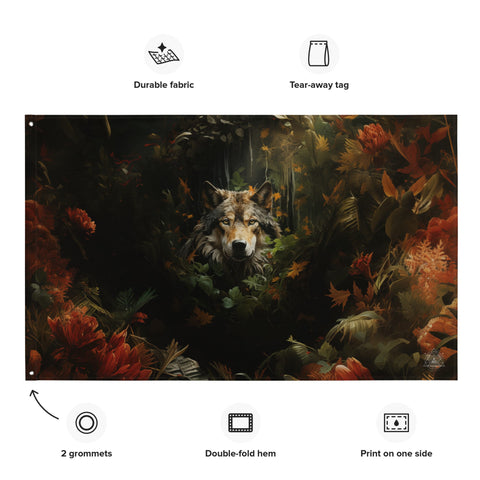 About my Brain Institute Wall Art Wolf Spirit Animal Flag Wall Art