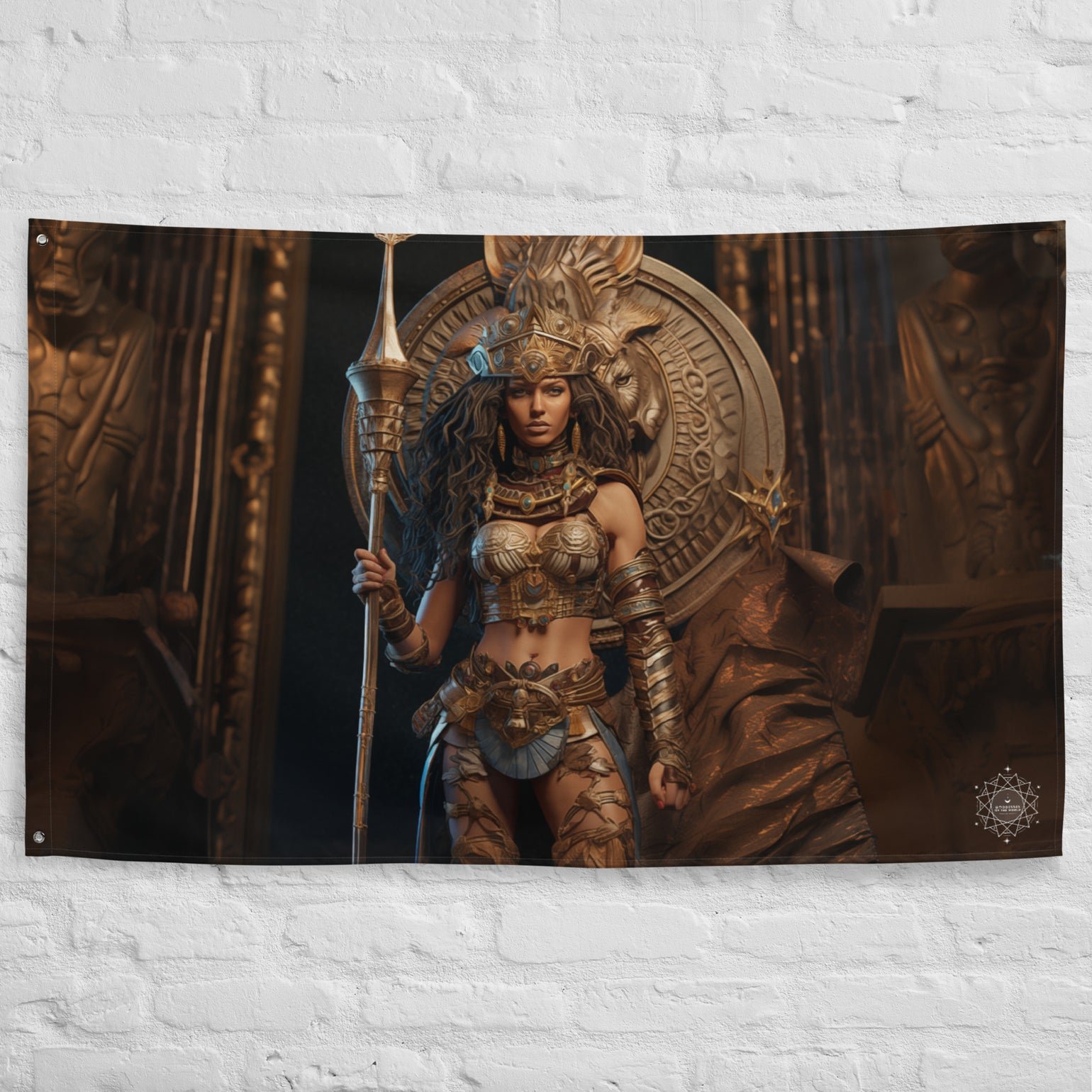 Anat Goddess-all-over-print-flag-white-front-658407259da39