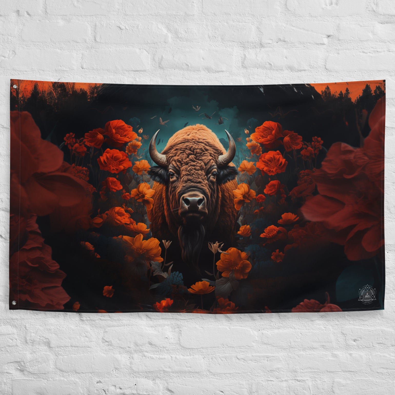 Buffalo Spirit Animal Flag Wall Art