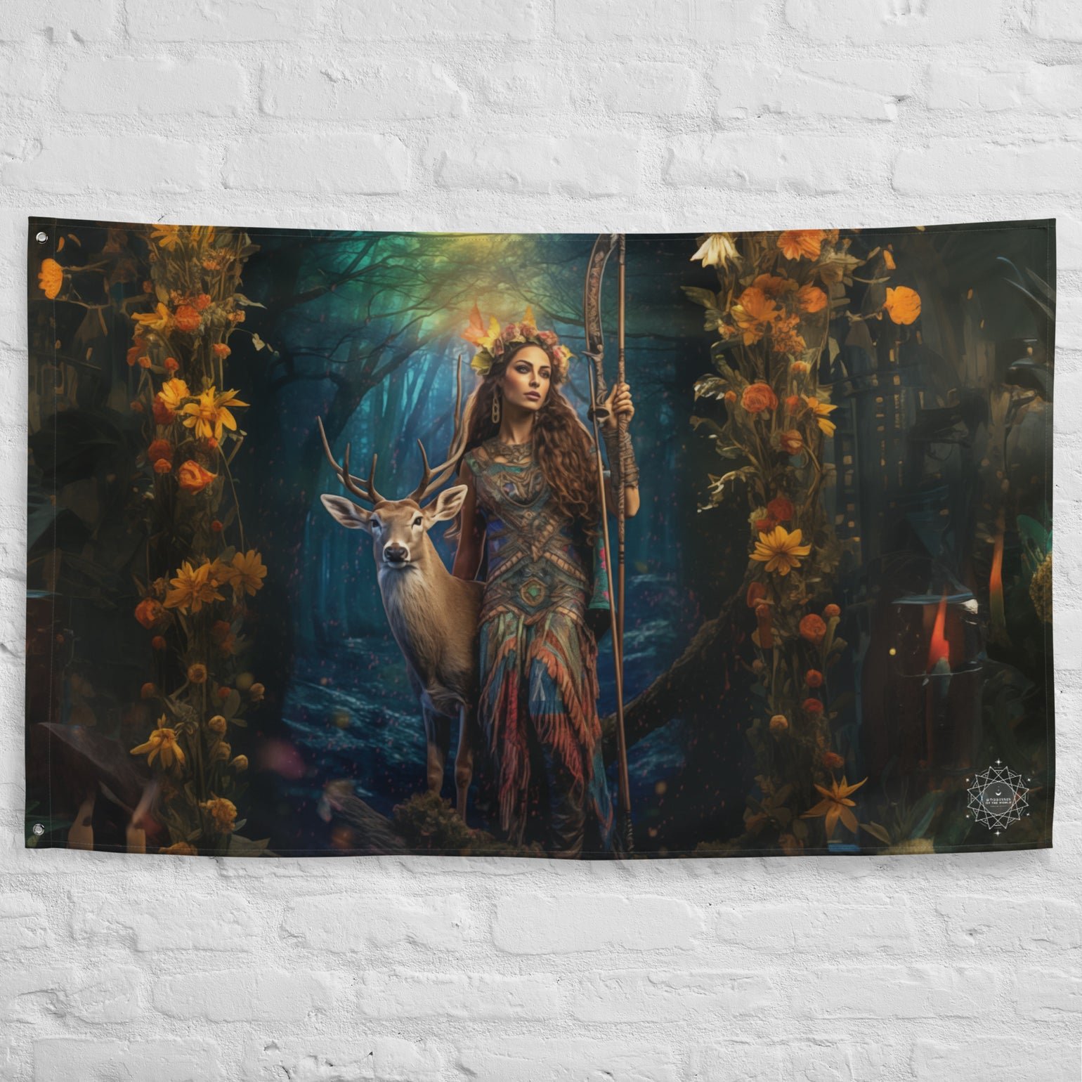 Diana-Goddess-all-over-print-flag-white-front-6584099872e52