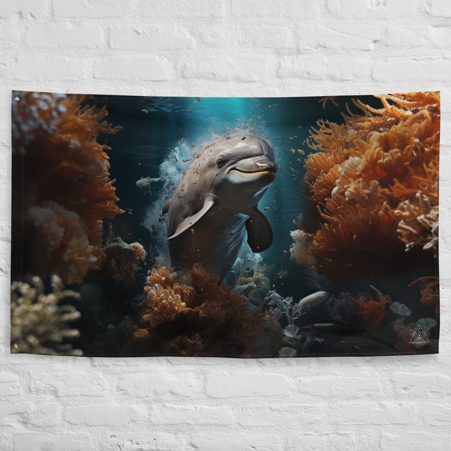 Dolphin Spirit Animal Flag Wall Art