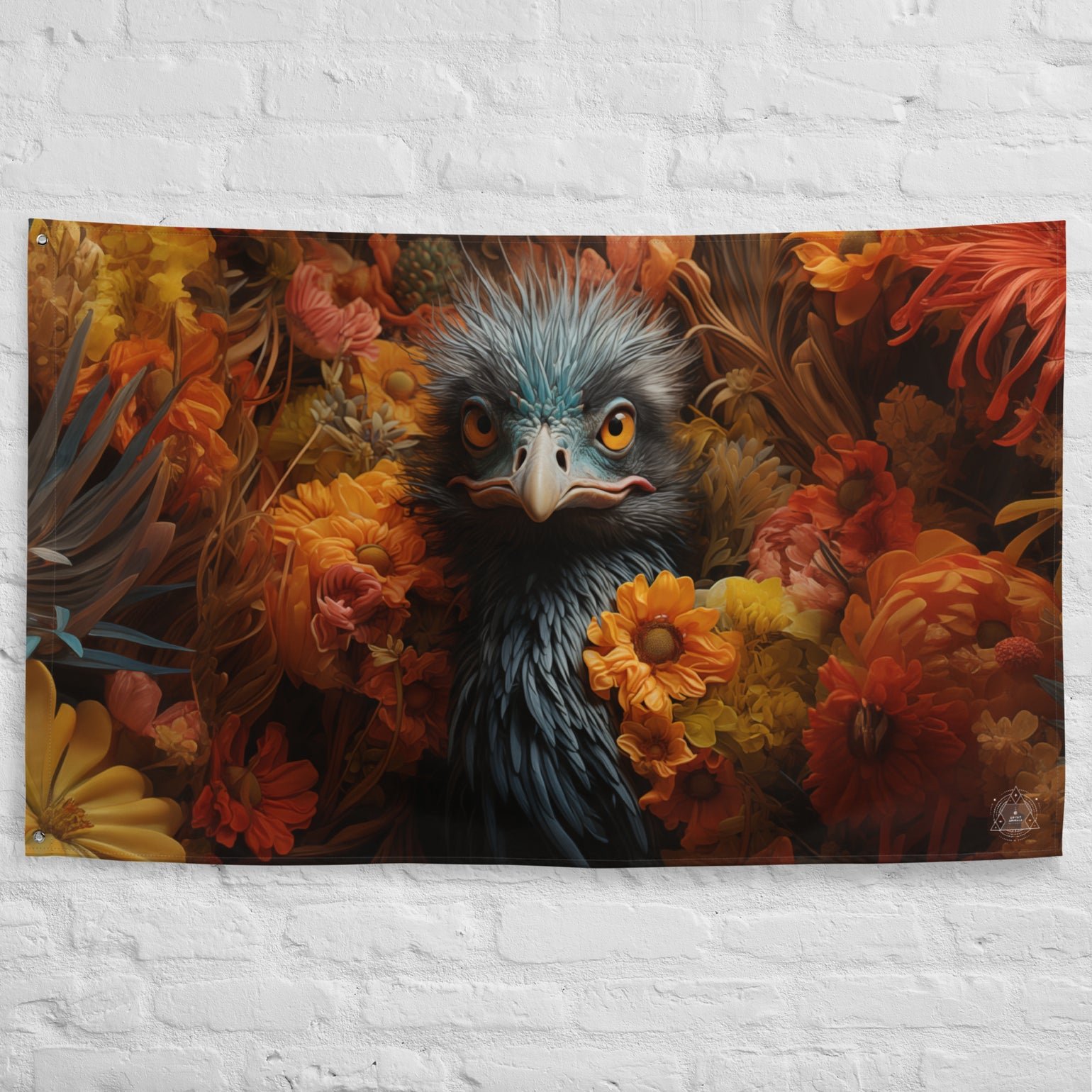 Emu-Spirit-Animal-all-over-print-flag-white-front-65cb647b379ac