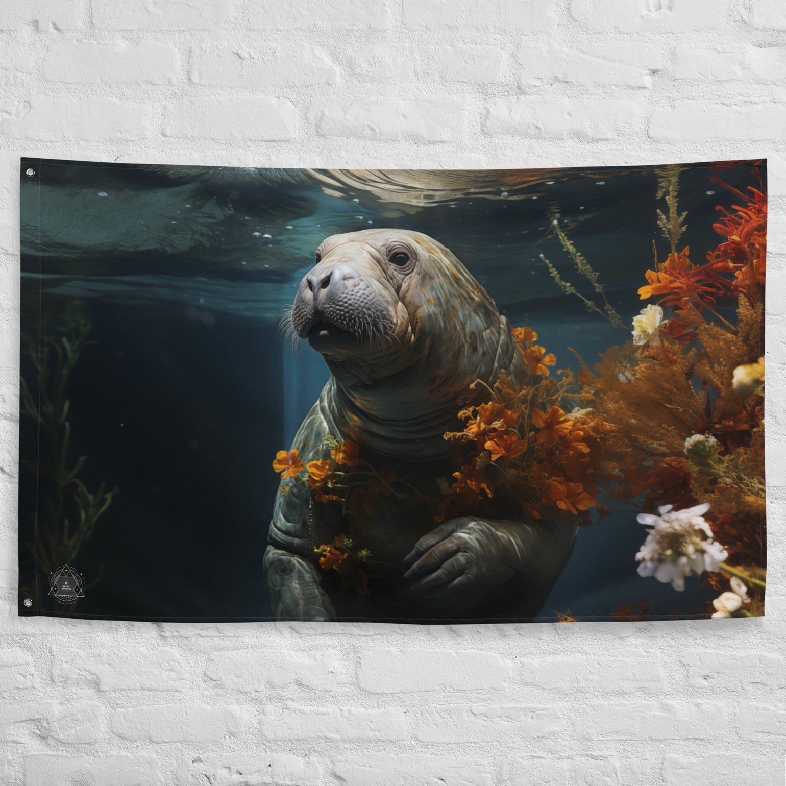 Manatee Spirit Animal Flag Wall Art