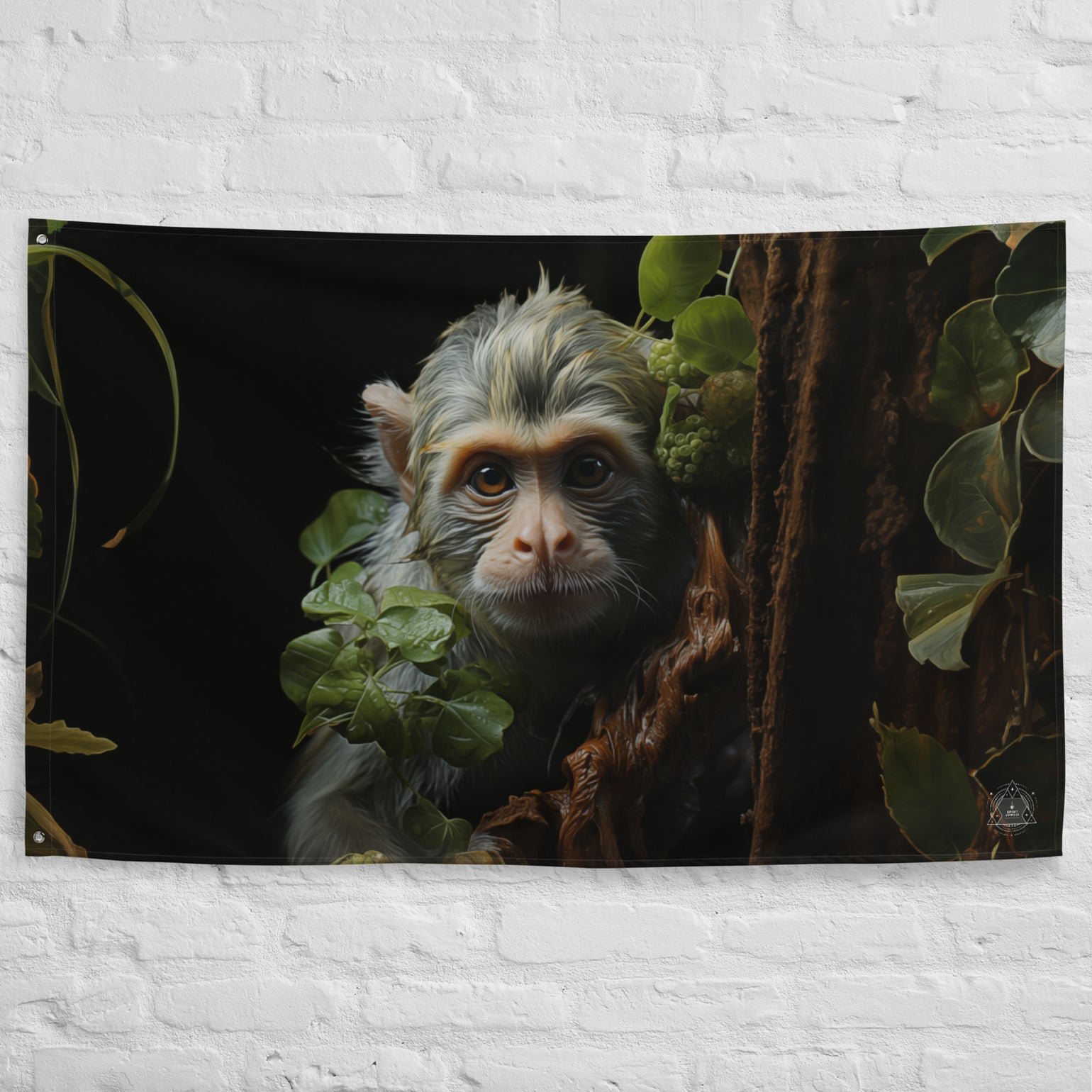 Monkey Spirit Animal Flag Wall Art