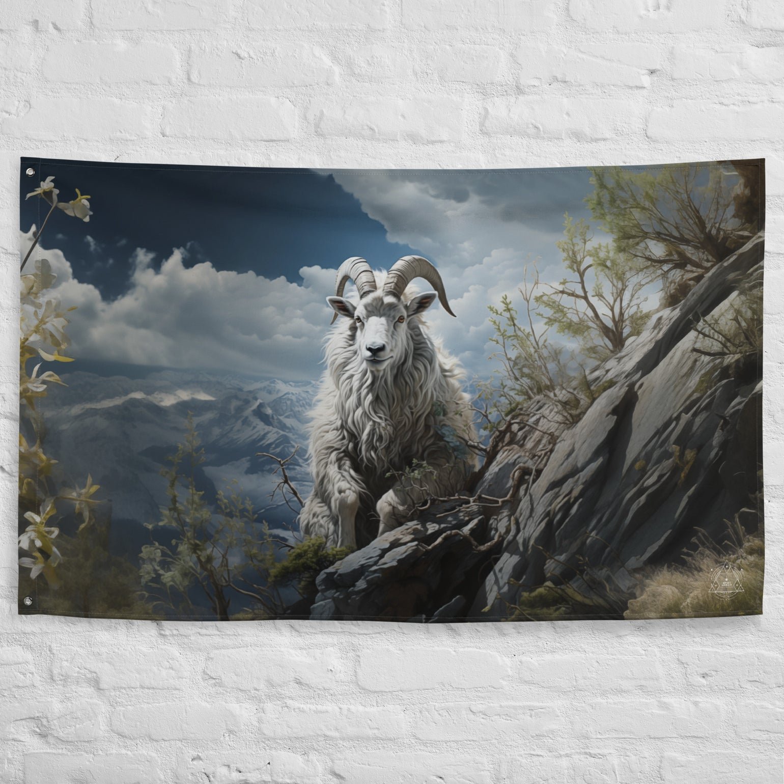 Mountain Goat Spirit Animal Flag Wall Art