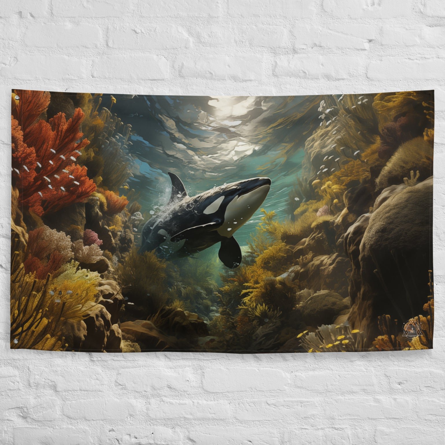 Orca Whale Spirit Animal Flag Wall Art