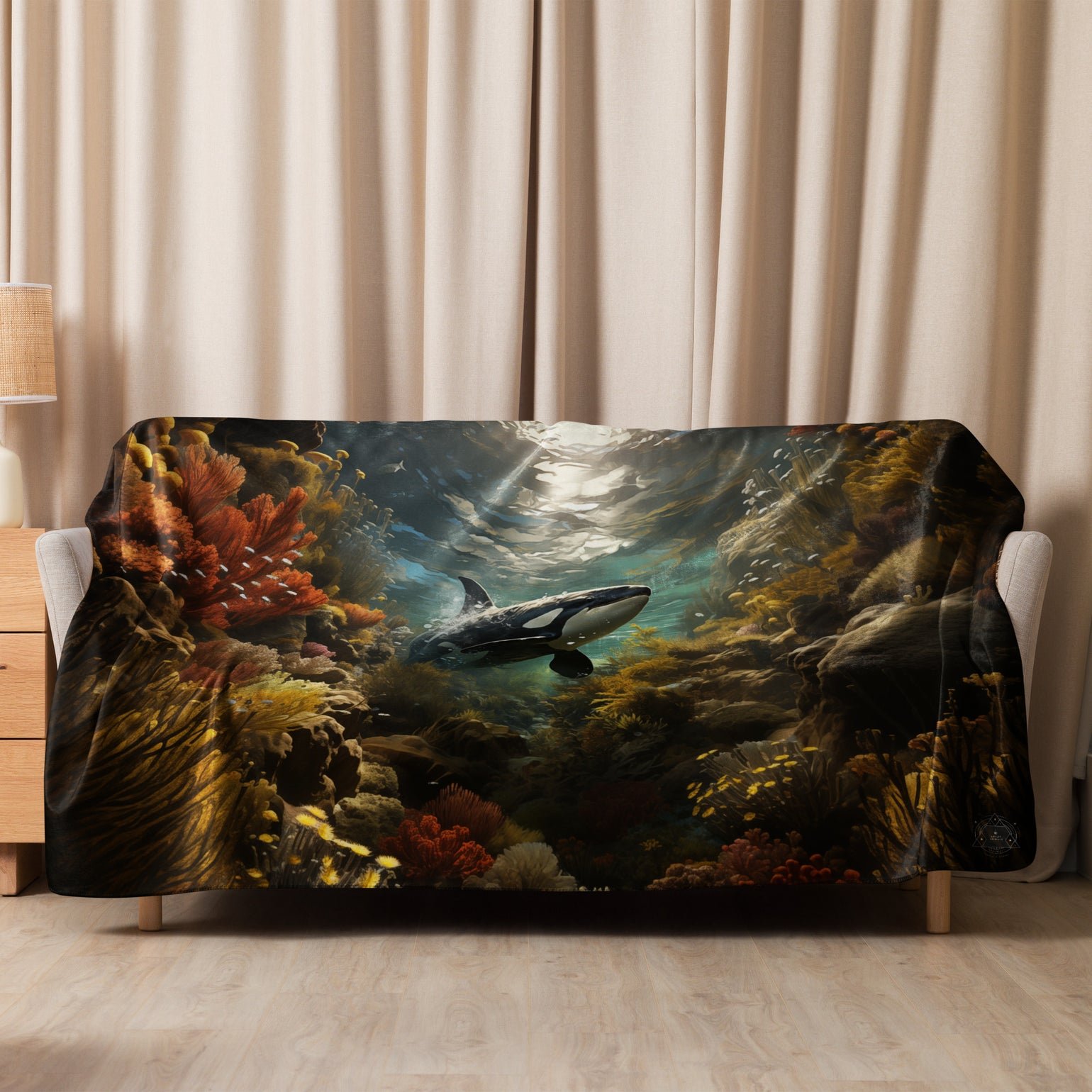 Orca Whale Spirit Animal Sherpa Blanket