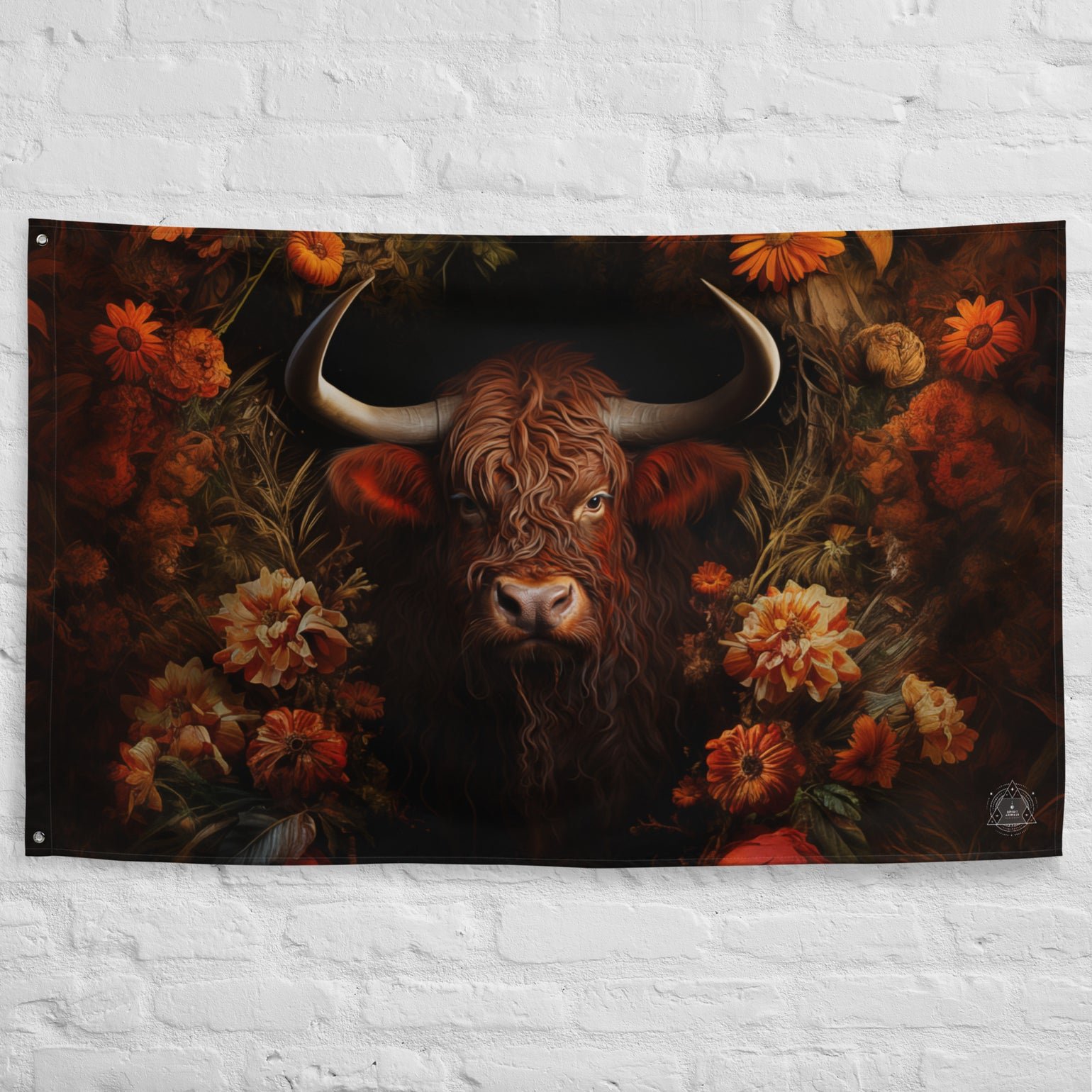 Ox Spirit Animal Flag Wall Art