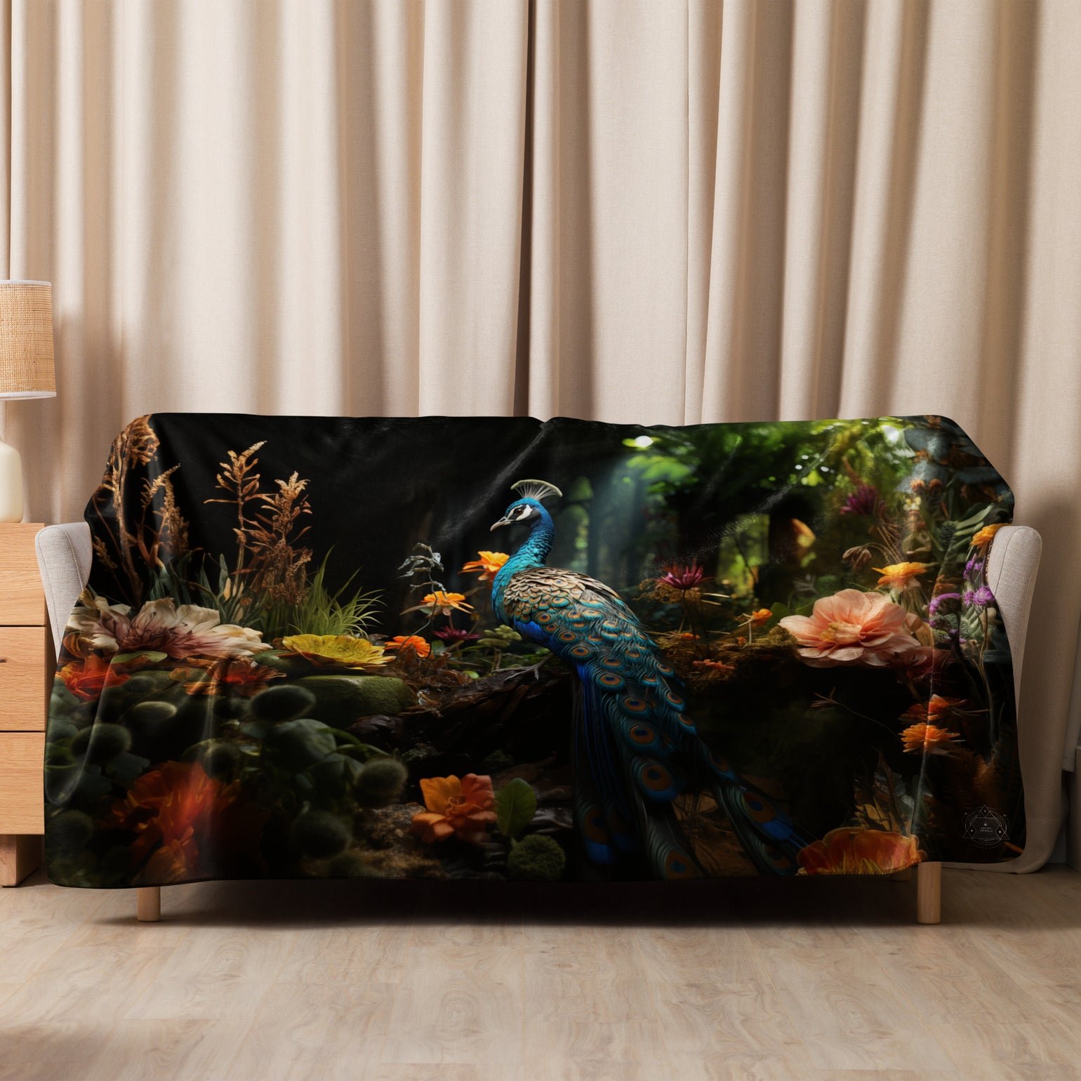 Peacock Spirit Animal Sherpa blanket