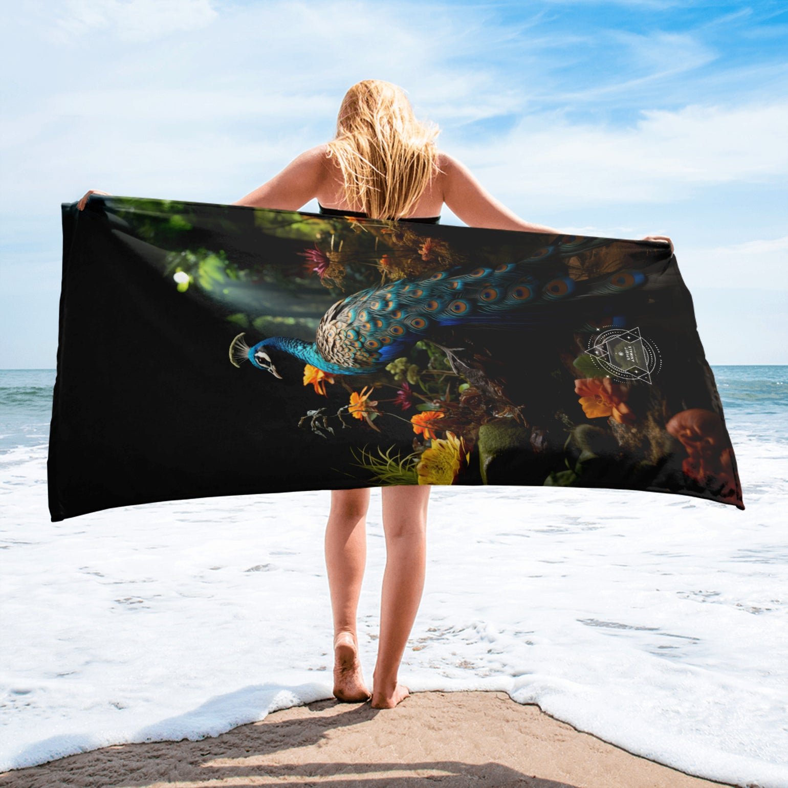 Peacock Spirit Animal Lightweight Beach Towel