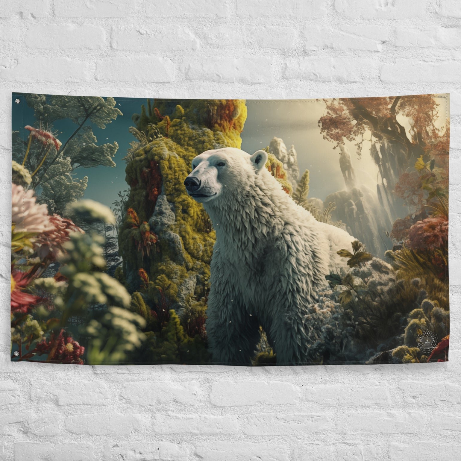 Polar Bear Spirit Animal Flag Wall Art