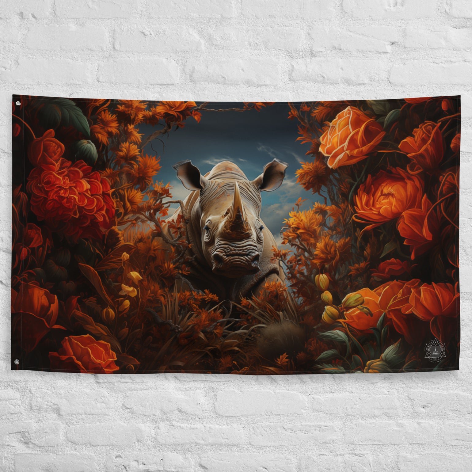 Rhinoceros Spirit Animal Flag Wall Art