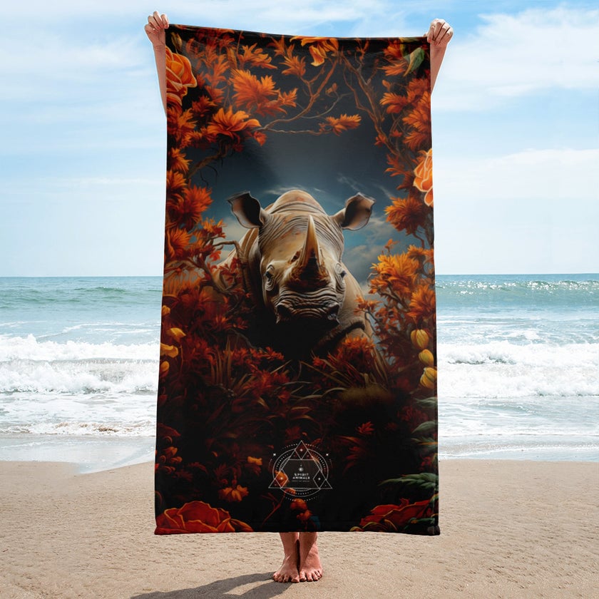 Rhinoceros Spirit Animal Lightweight Beach Towel