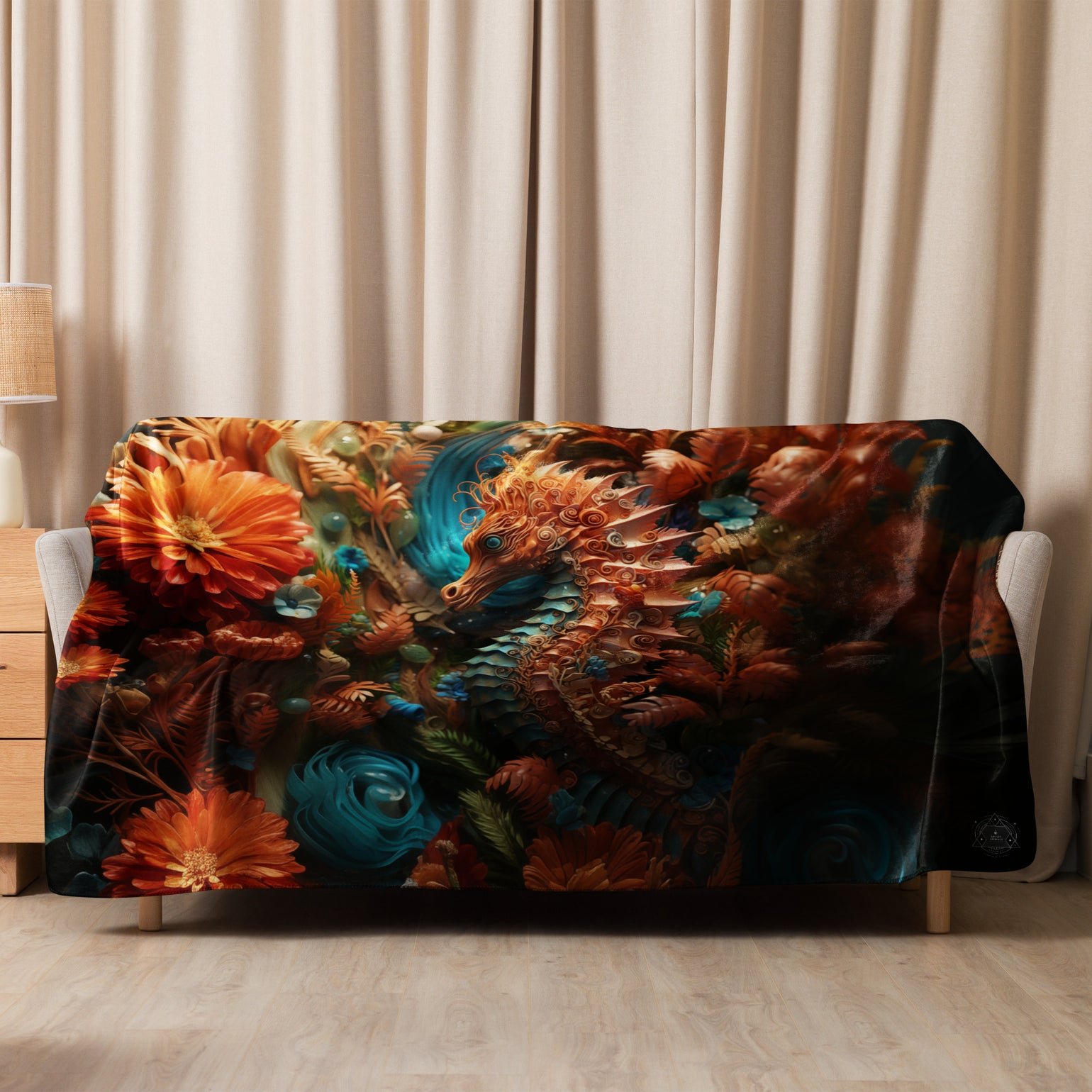 Sea Horse Spirit Animal Sherpa blanket
