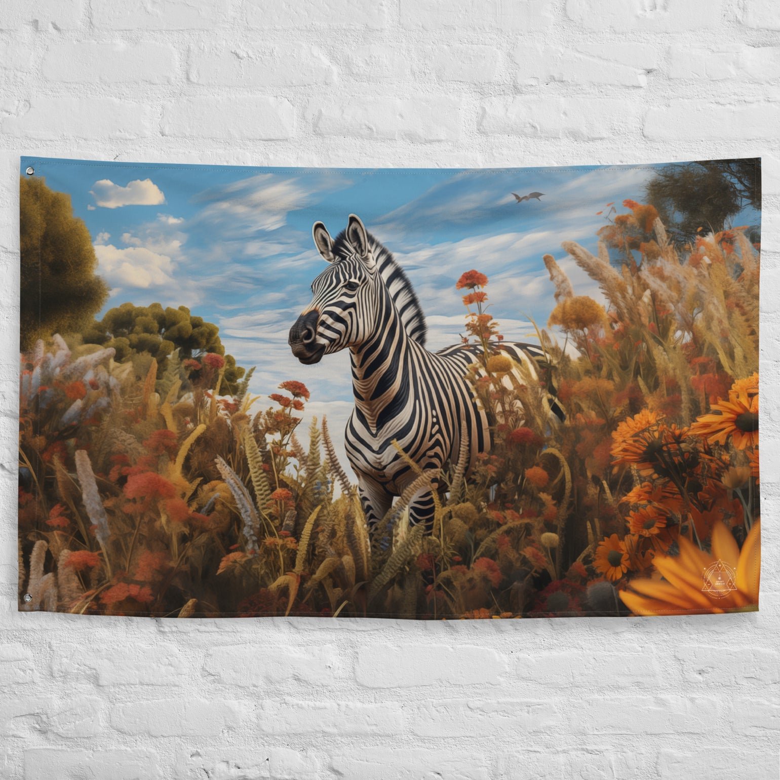 Zebra Spirit Animal Flag Wall Art