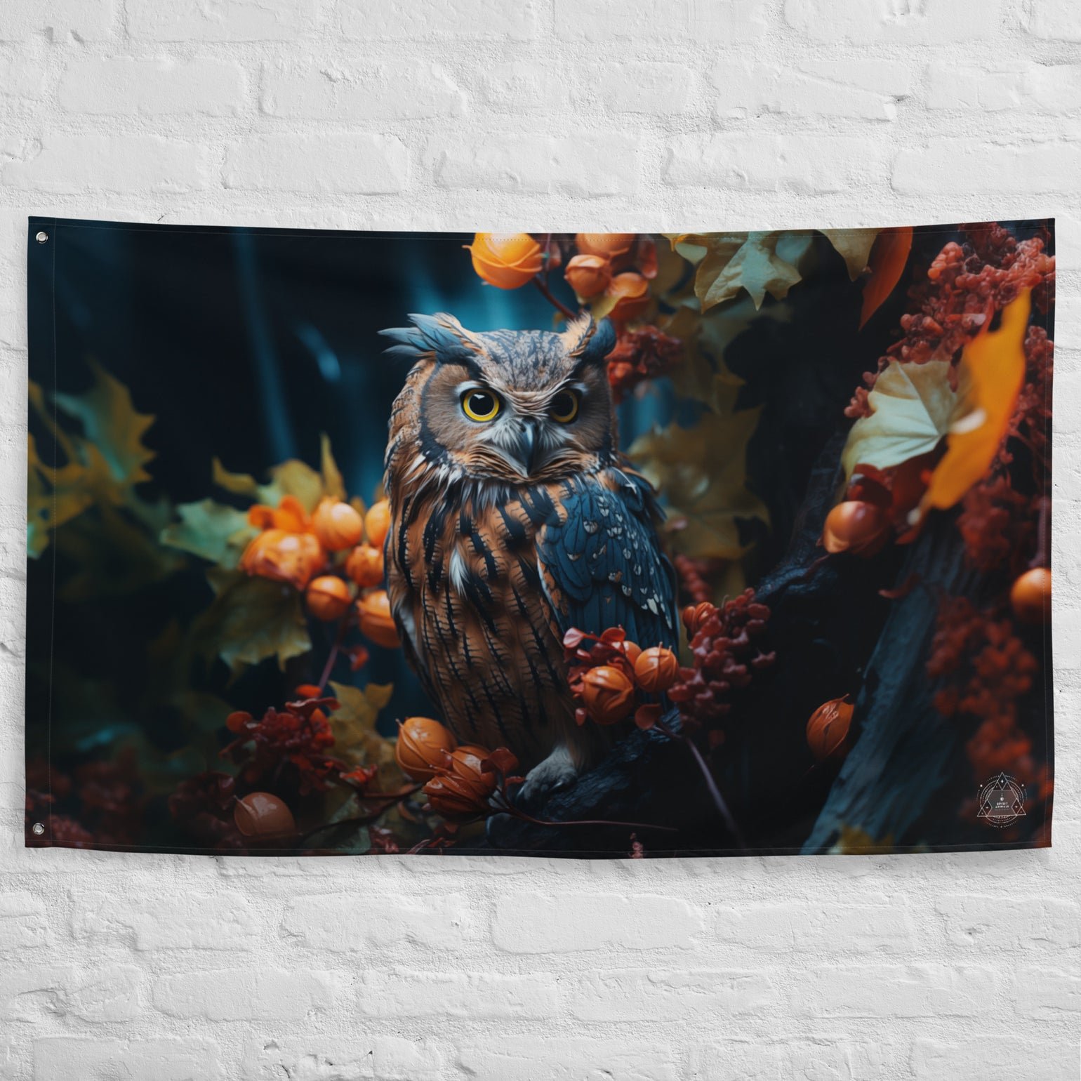 Owl Spirit Animal Flag Wall Art