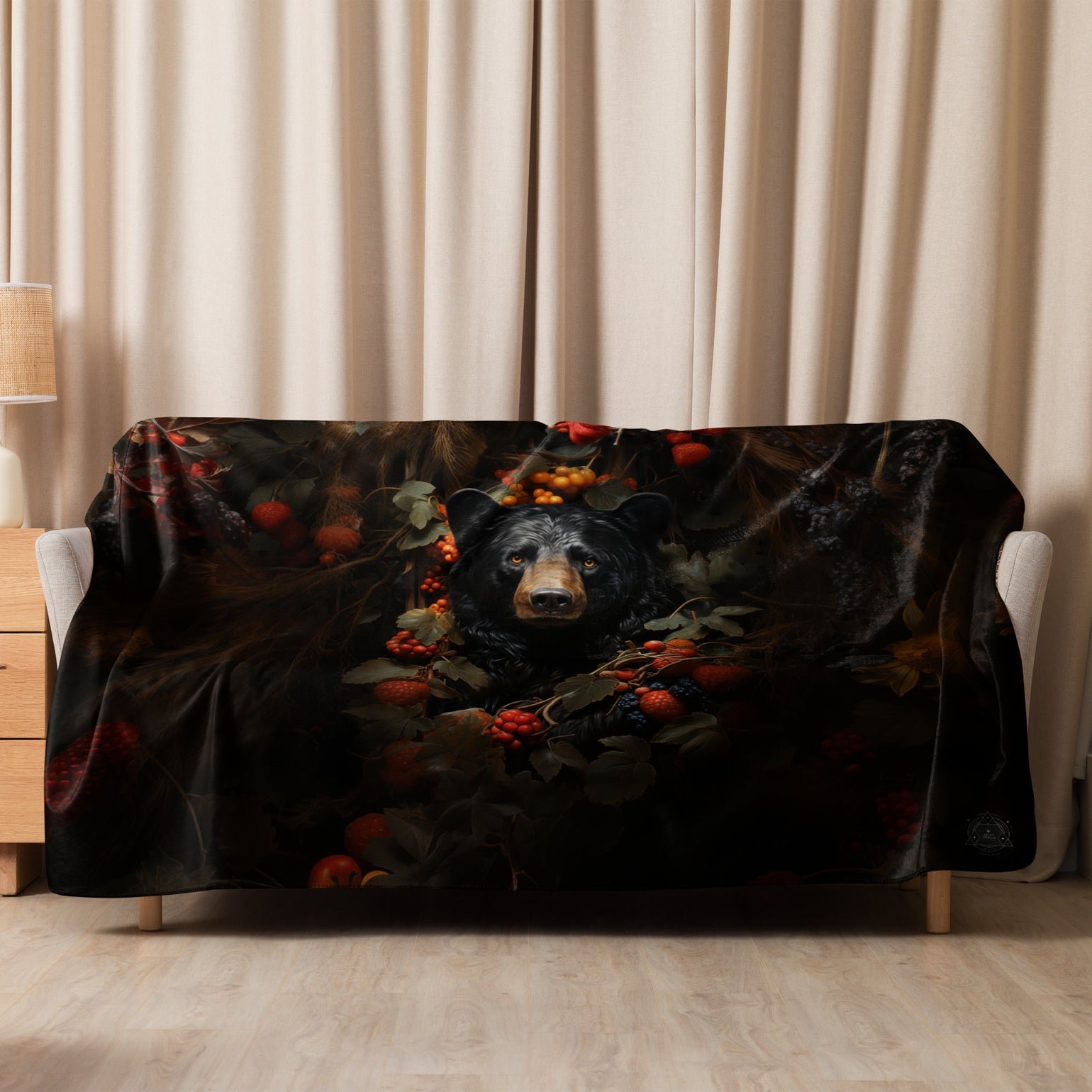 Black Bear Spirit Animal Sherpa Blanket